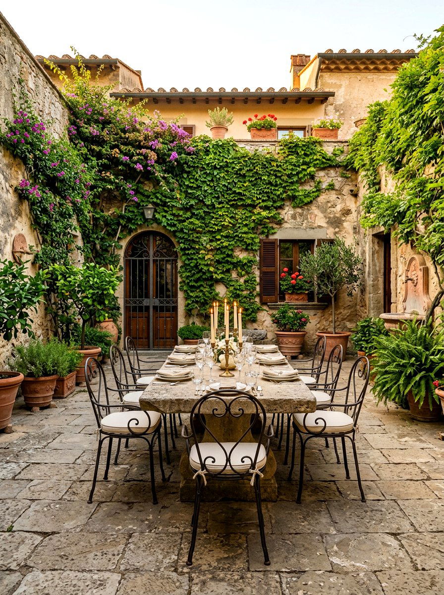 Italian Stone Courtyard - 30 alfresco birthday party ideas