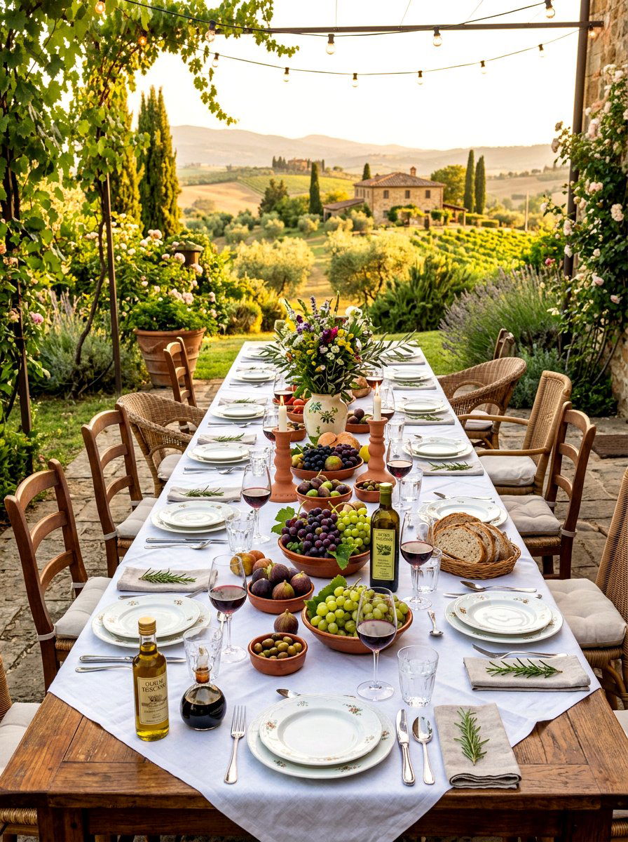 Italian alfresco dining style - 30 sunset dinner table ideas
