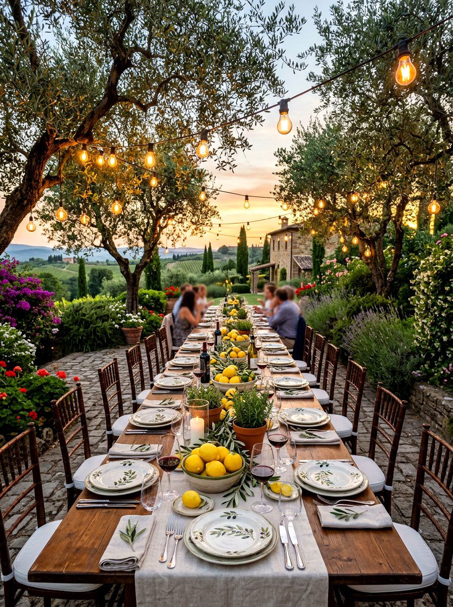 Italian alfresco dinner setup - 30 romantic dinner party ideas at home
