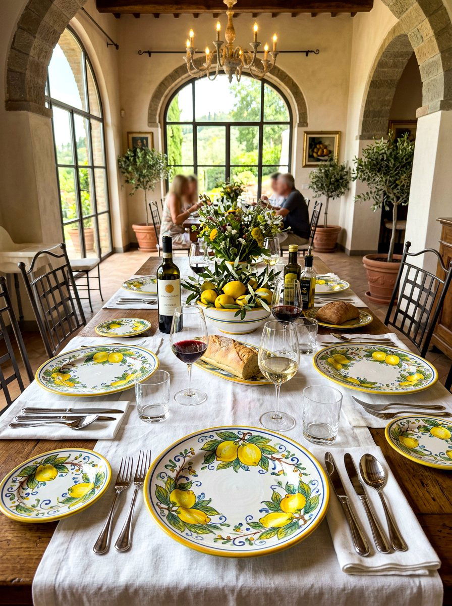 Italian lemon ceramic plates - 30 lemon tablescape ideas