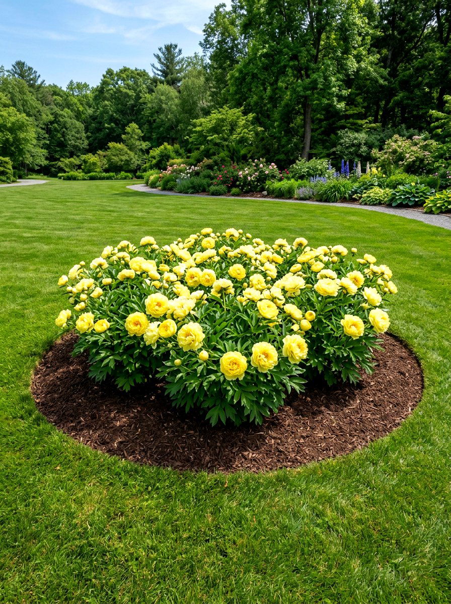 Itoh Peony Island Bed - 30 peony garden ideas