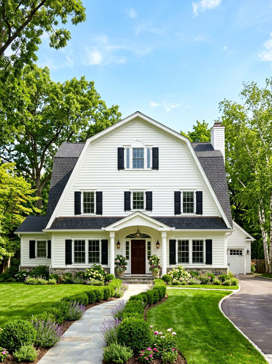 Ivory Dutch Colonial - 30 soft white exterior ideas