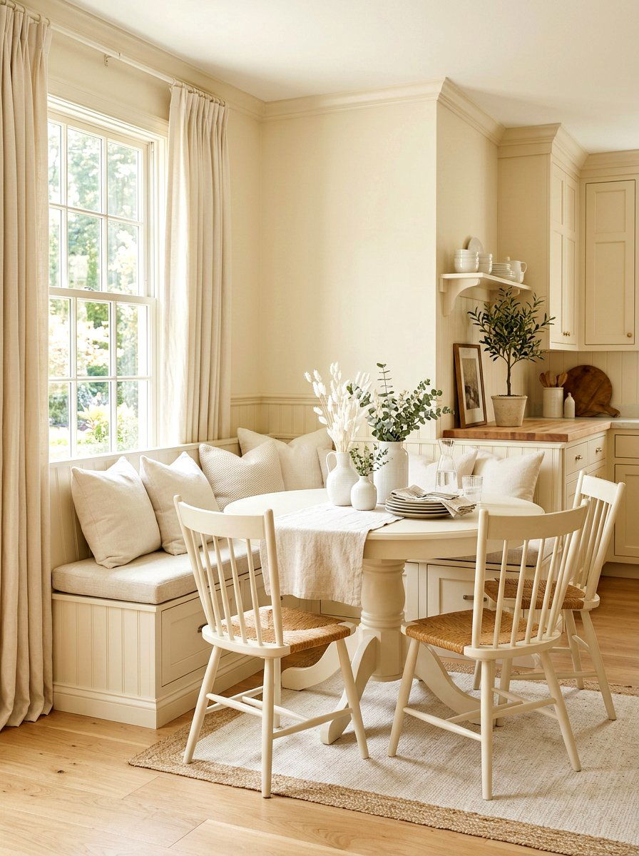 Ivory Kitchen Nook - 30 monochrome room ideas
