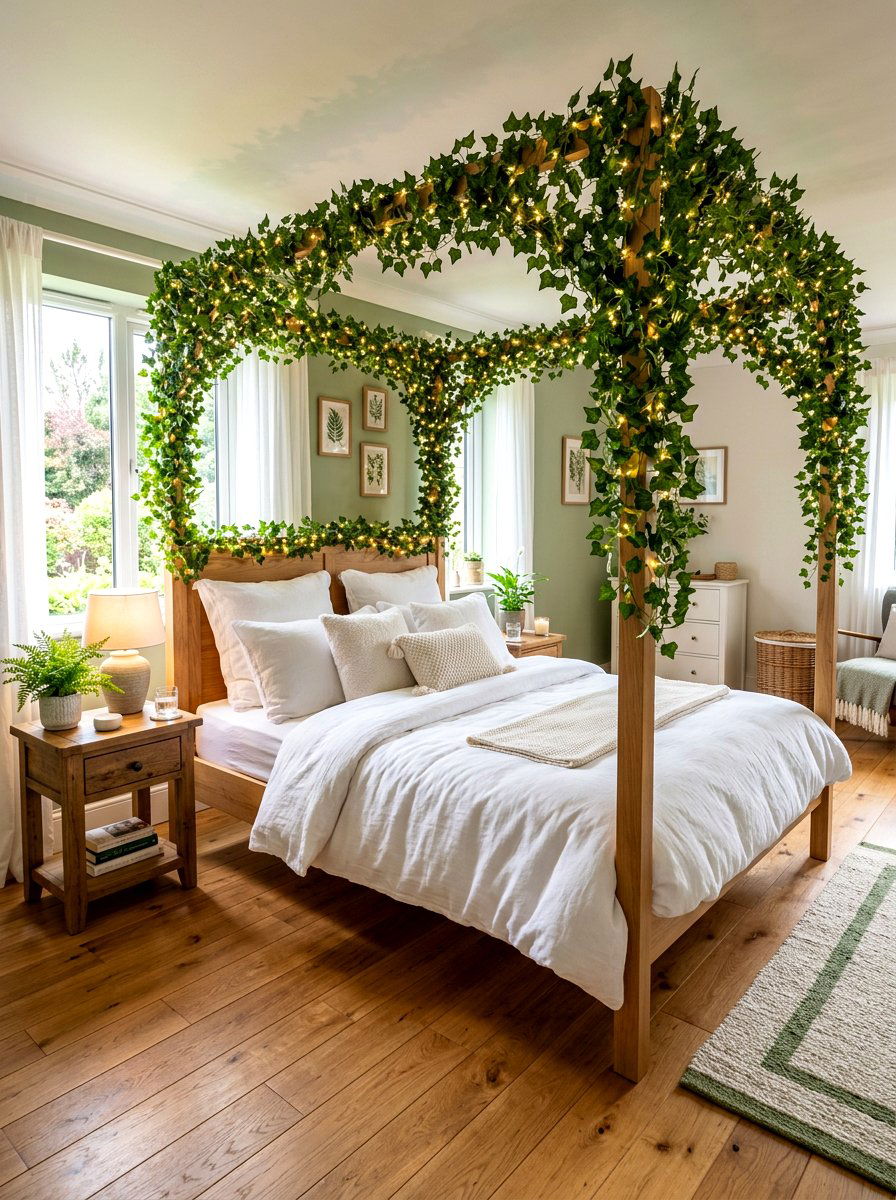 Ivy Bed Canopy Makeover - 30 TikTok room makeover ideas