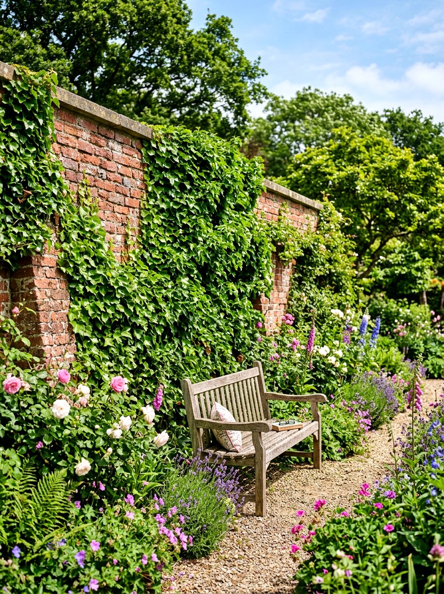 Ivy Covered Brick Wall - 30 green wall ideas