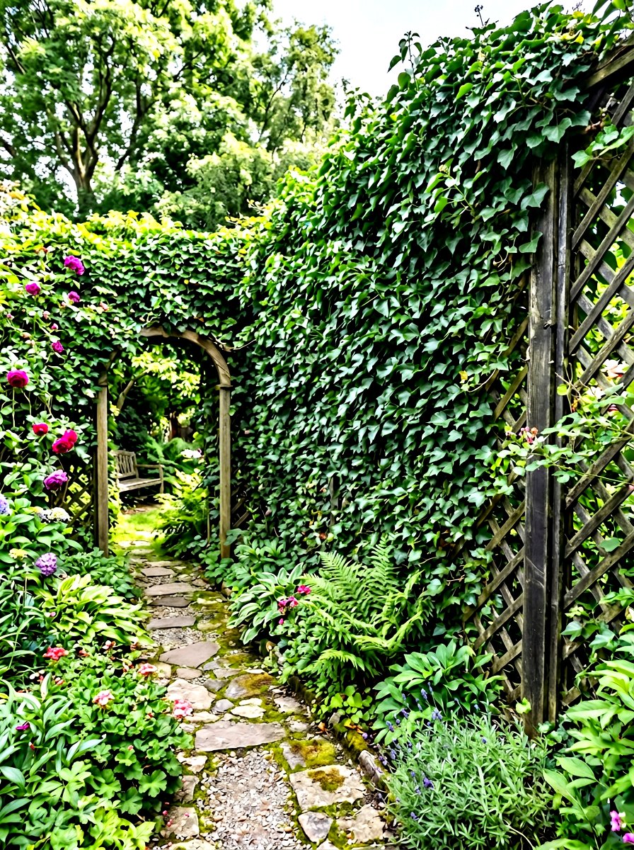 Ivy Covered Lattice Fence - 30 lattice fence ideas