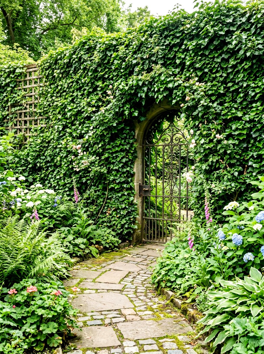 Ivy Covered Trellis Wall - 30 trellis privacy ideas