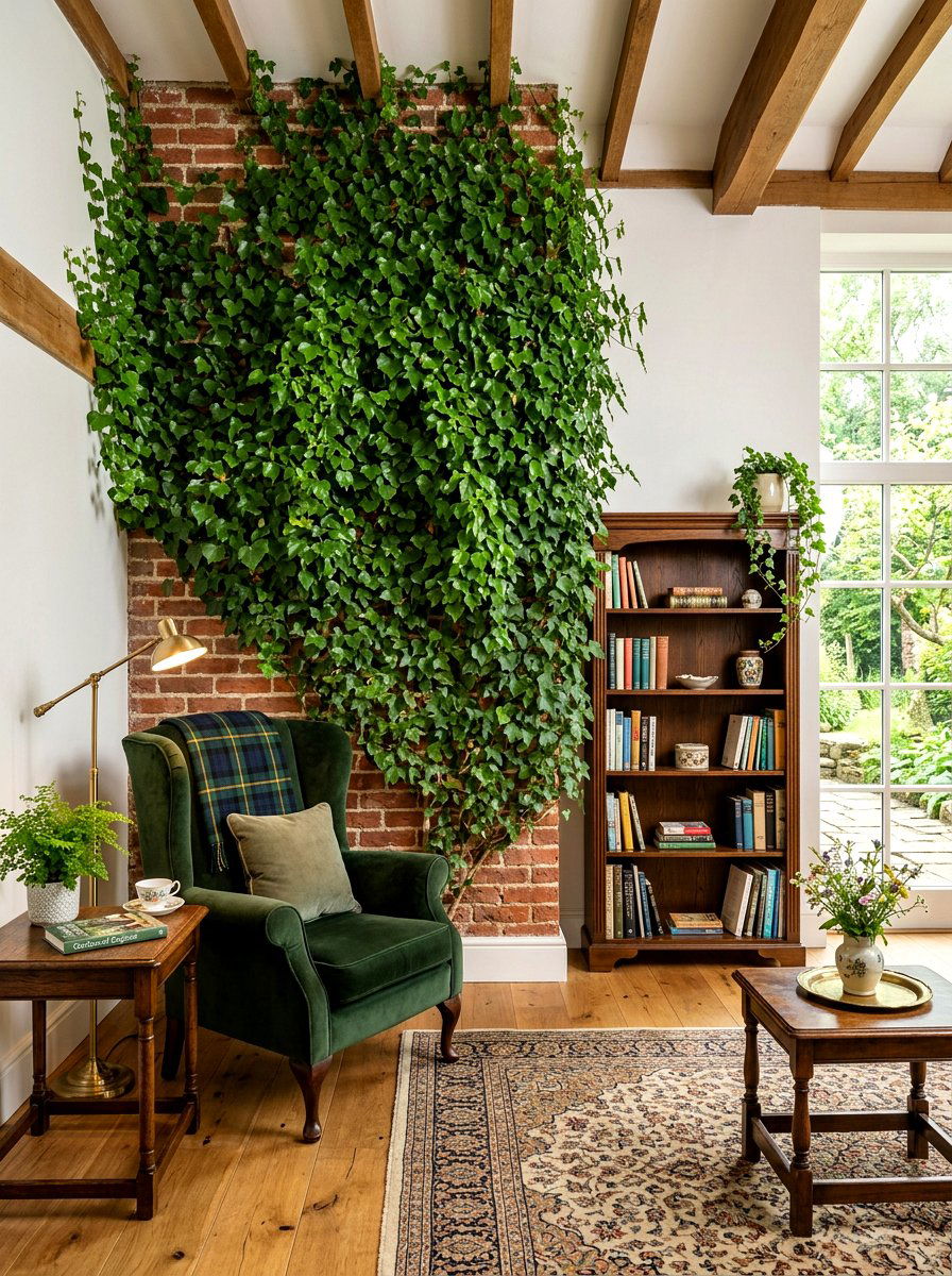 Ivy Wall Indoor - 30 living room plant wall ideas