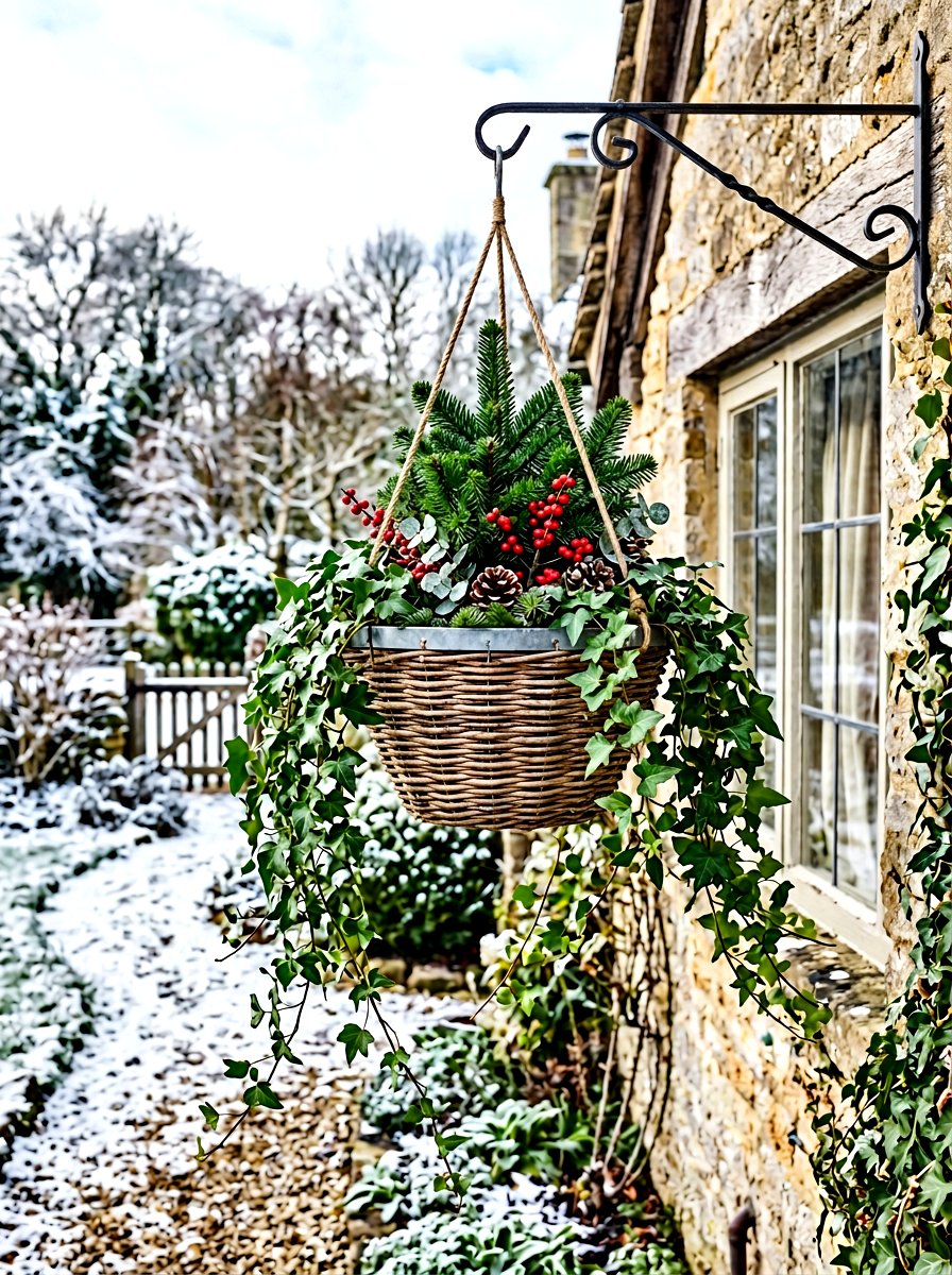 Ivy Winter Hanging Basket - 30 winter container garden ideas
