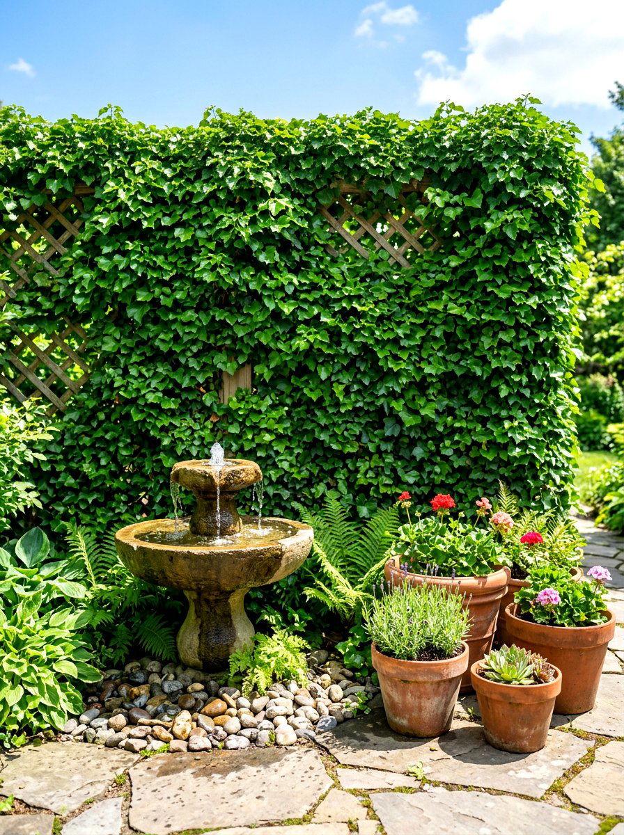 Ivy covered lattice - 30 lattice screen patio ideas