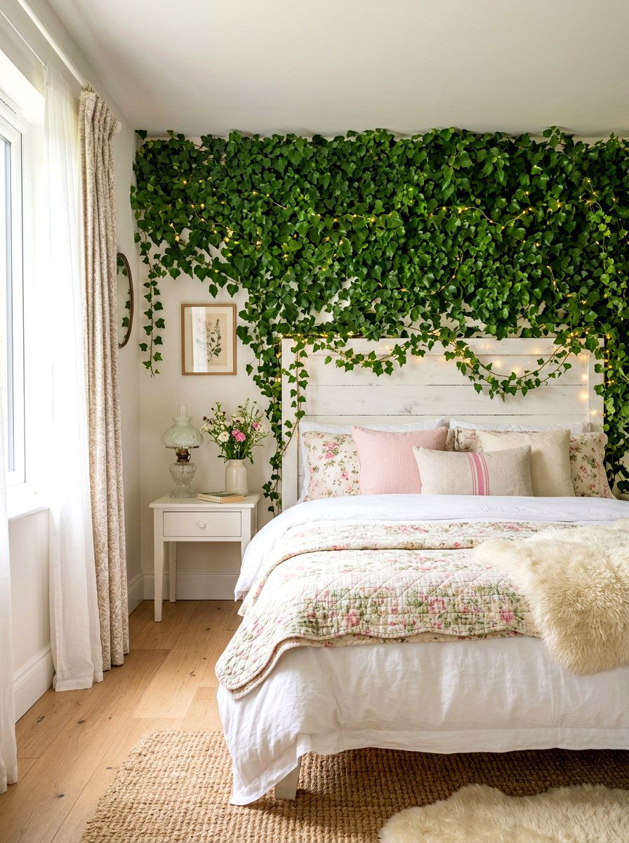 Ivy vine wall - 30 fairycore bedroom ideas