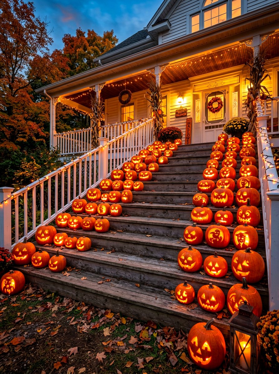 Jack O Lantern Staircase - 30 Halloween porch ideas
