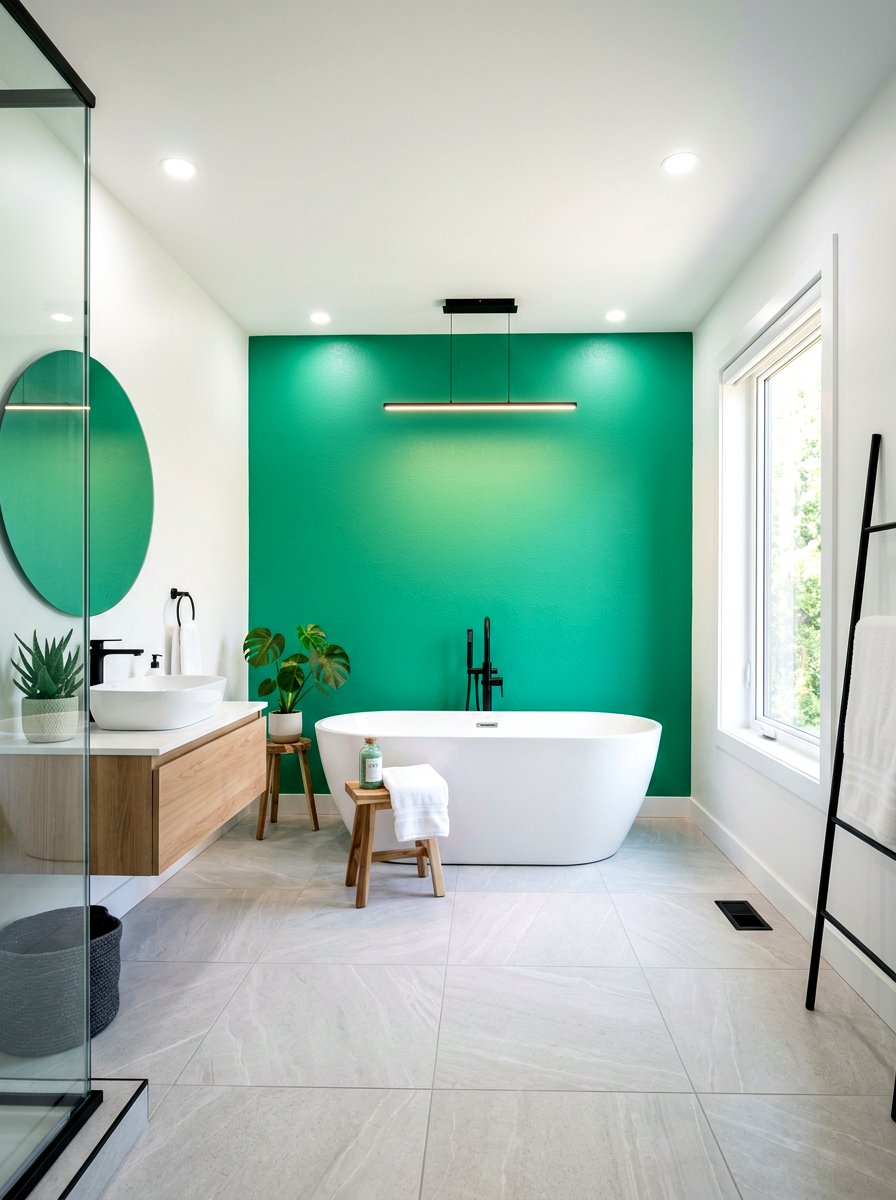 Jade Green Accent Wall - 30 jade bathroom ideas