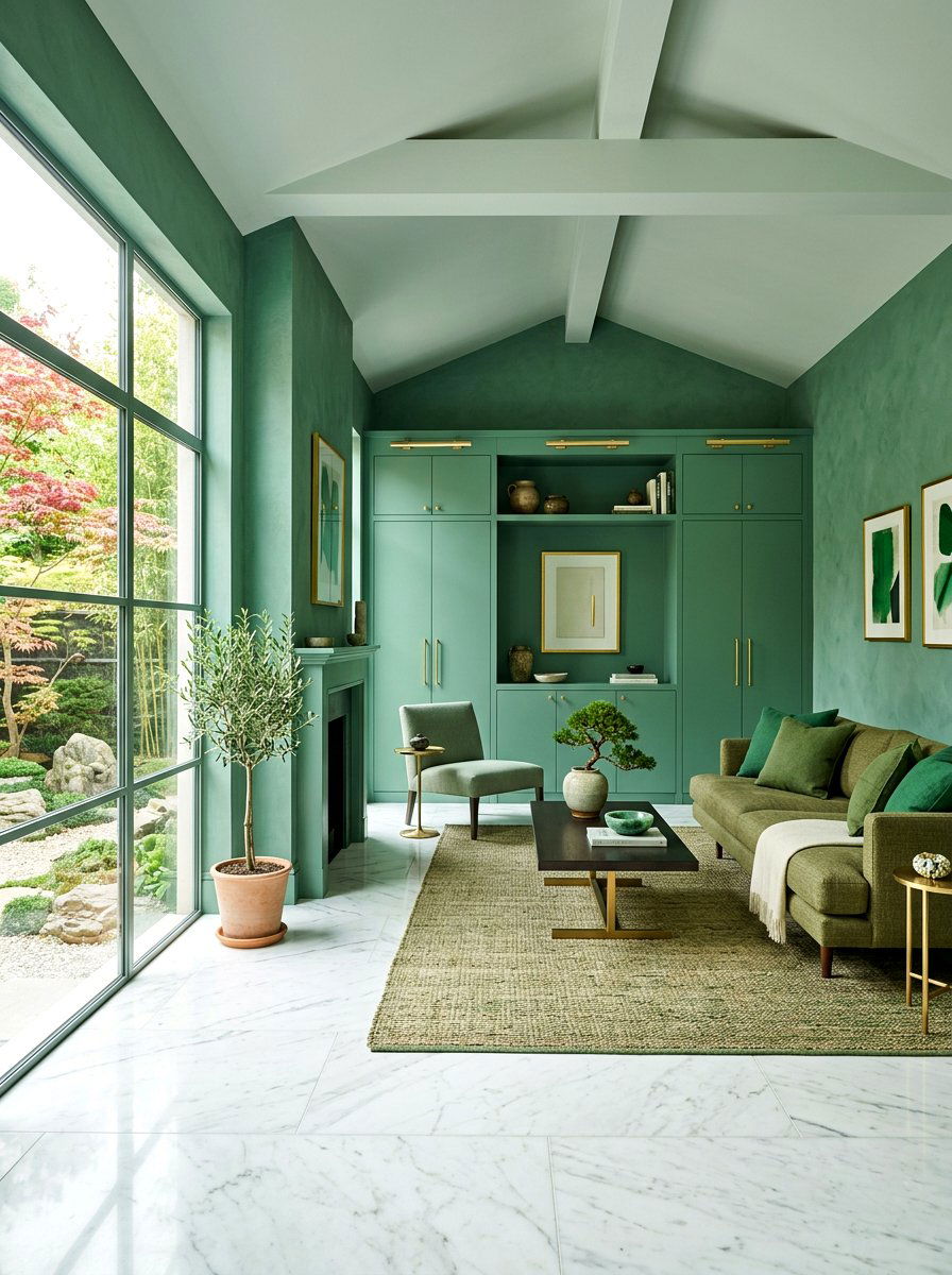 Jade Green Living Room - 30 jewel tone lounge ideas