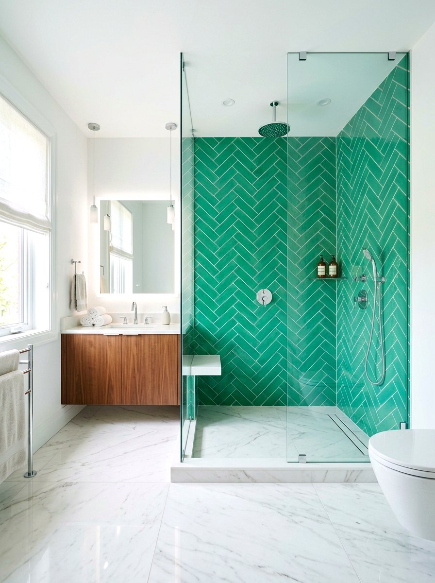 Jade Green Shower Wall - 30 jade bathroom ideas