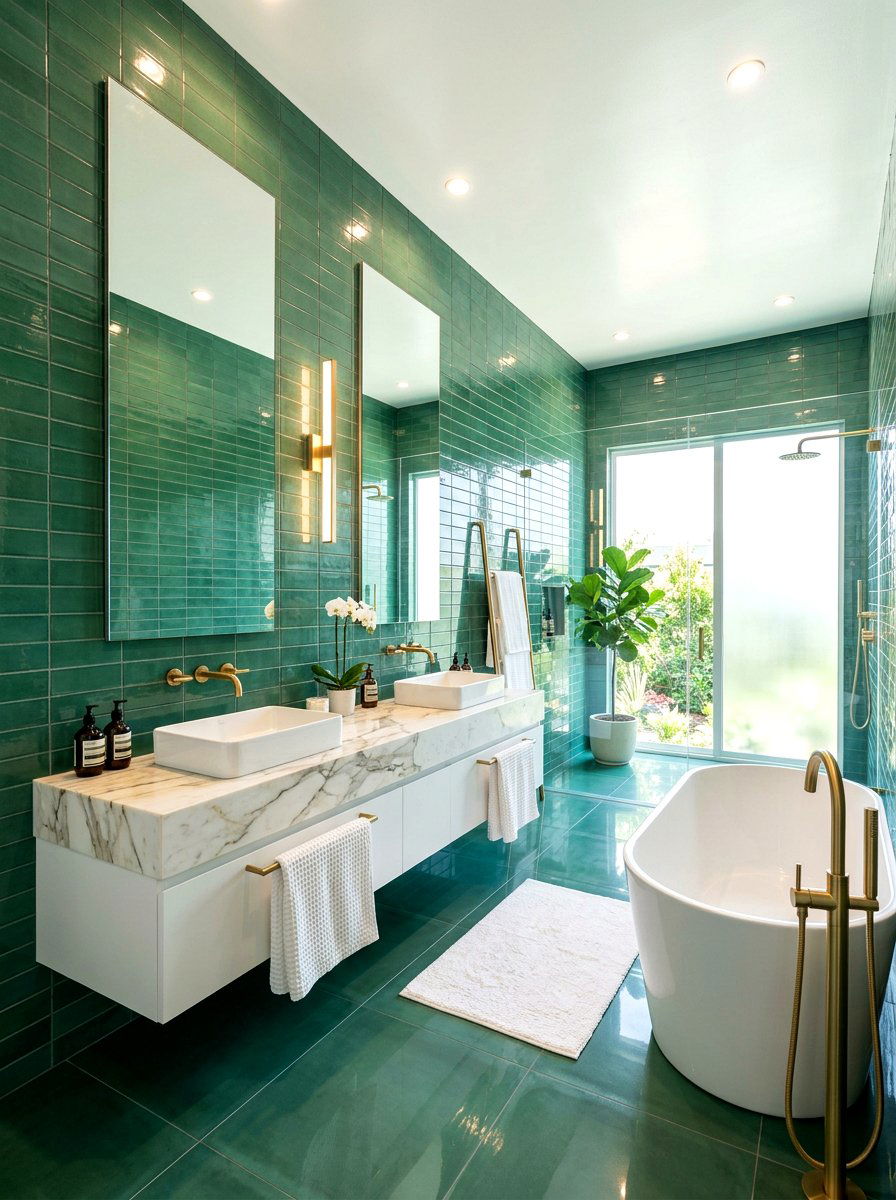 Jade Green Tile - 30 jade bathroom ideas