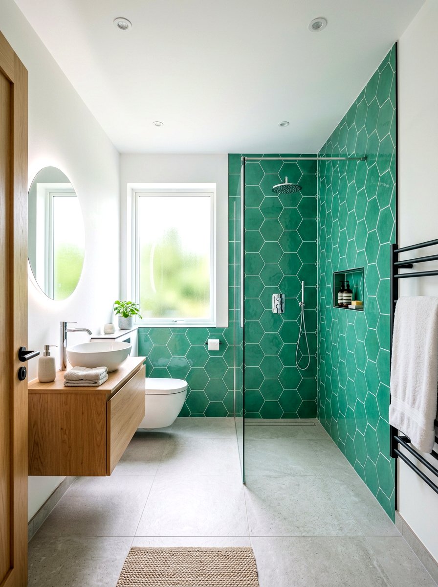 Jade Hexagon Tile - 30 jade bathroom ideas