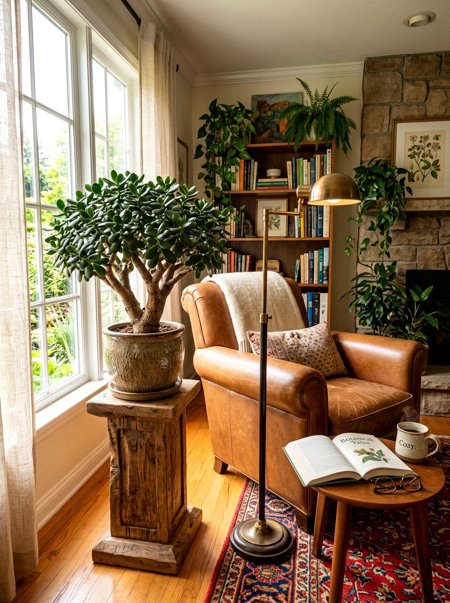 Jade Plant Display - 30 sunroom plant ideas