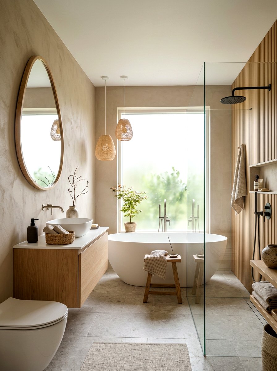 Japandi Bathroom - 30 neutral bathroom ideas