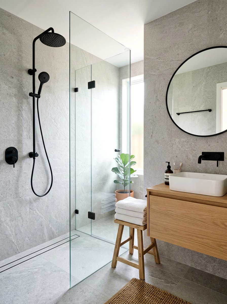 Japandi Bathroom Black Fixtures - 30 Japandi bathroom ideas