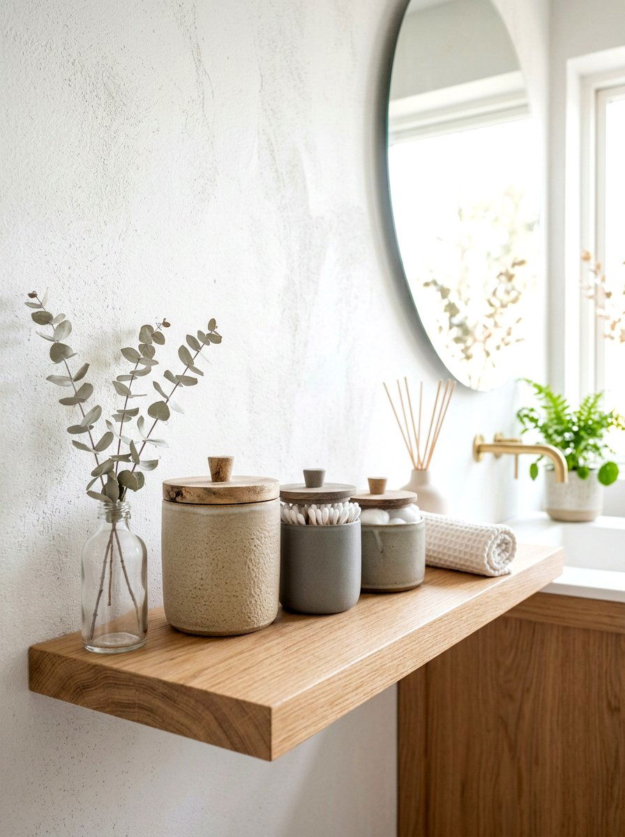 Japandi Bathroom Ceramic Jars - 30 Japandi bathroom ideas