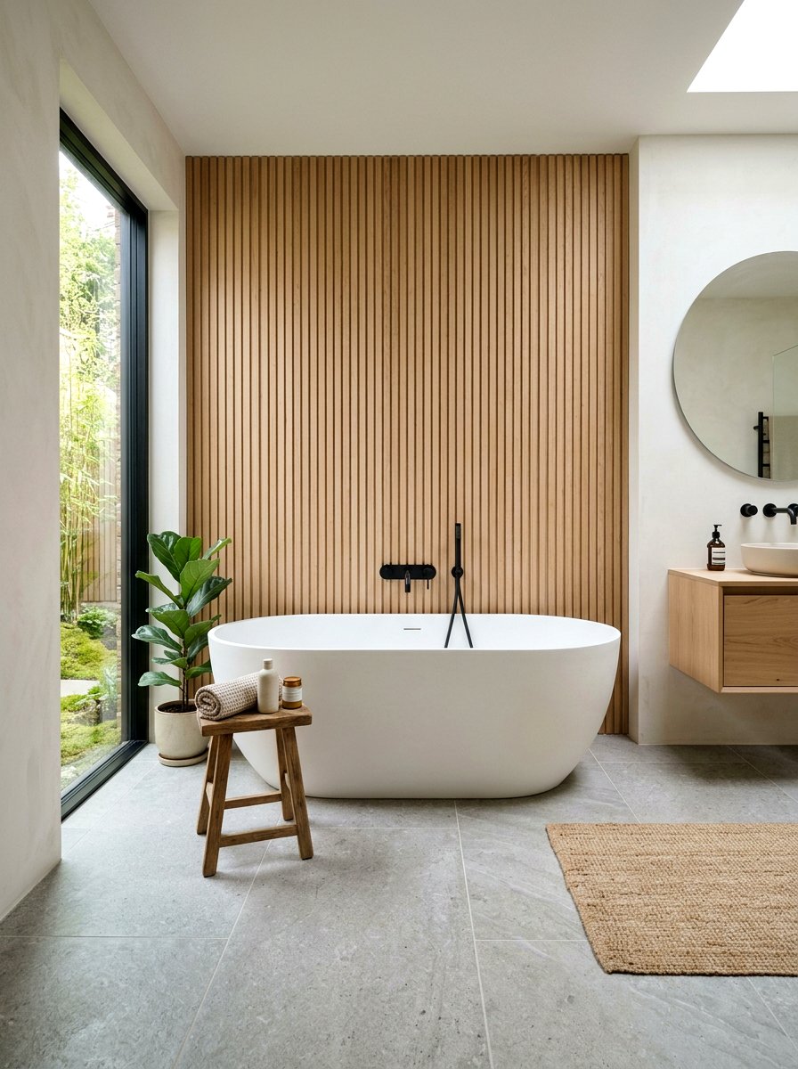 Japandi Bathroom Corner Tub - 30 freestanding tub corner ideas