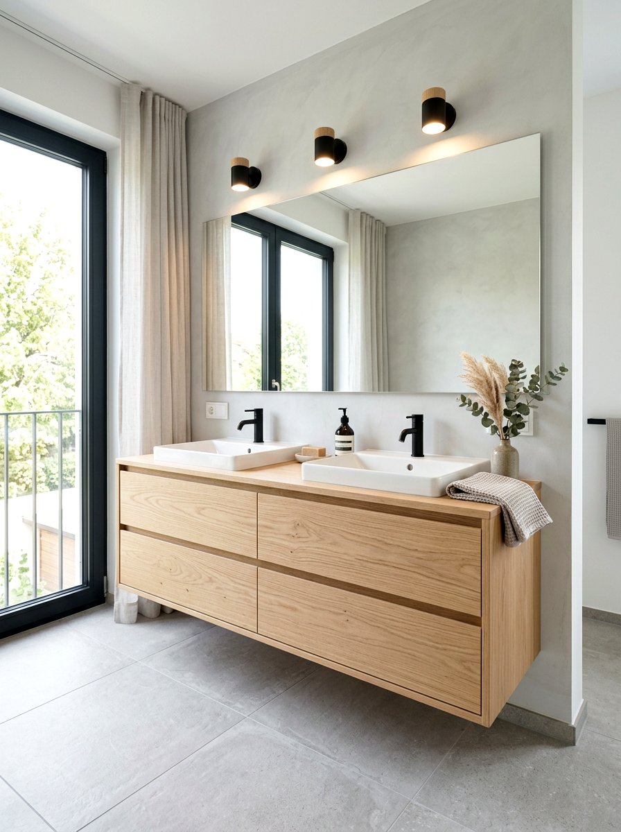 Japandi Bathroom Floating Vanity - 30 Japandi bathroom ideas