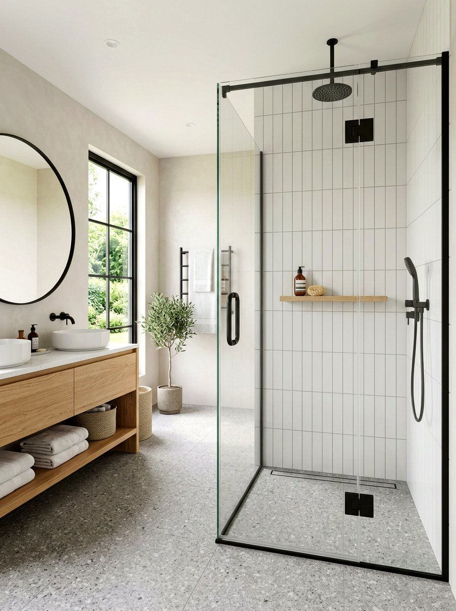 Japandi Bathroom Glass Shower - 30 Japandi bathroom ideas