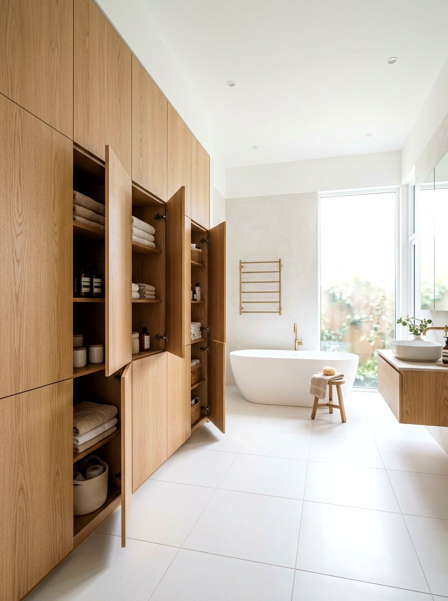 Japandi Bathroom Hidden Storage - 30 Japandi bathroom ideas