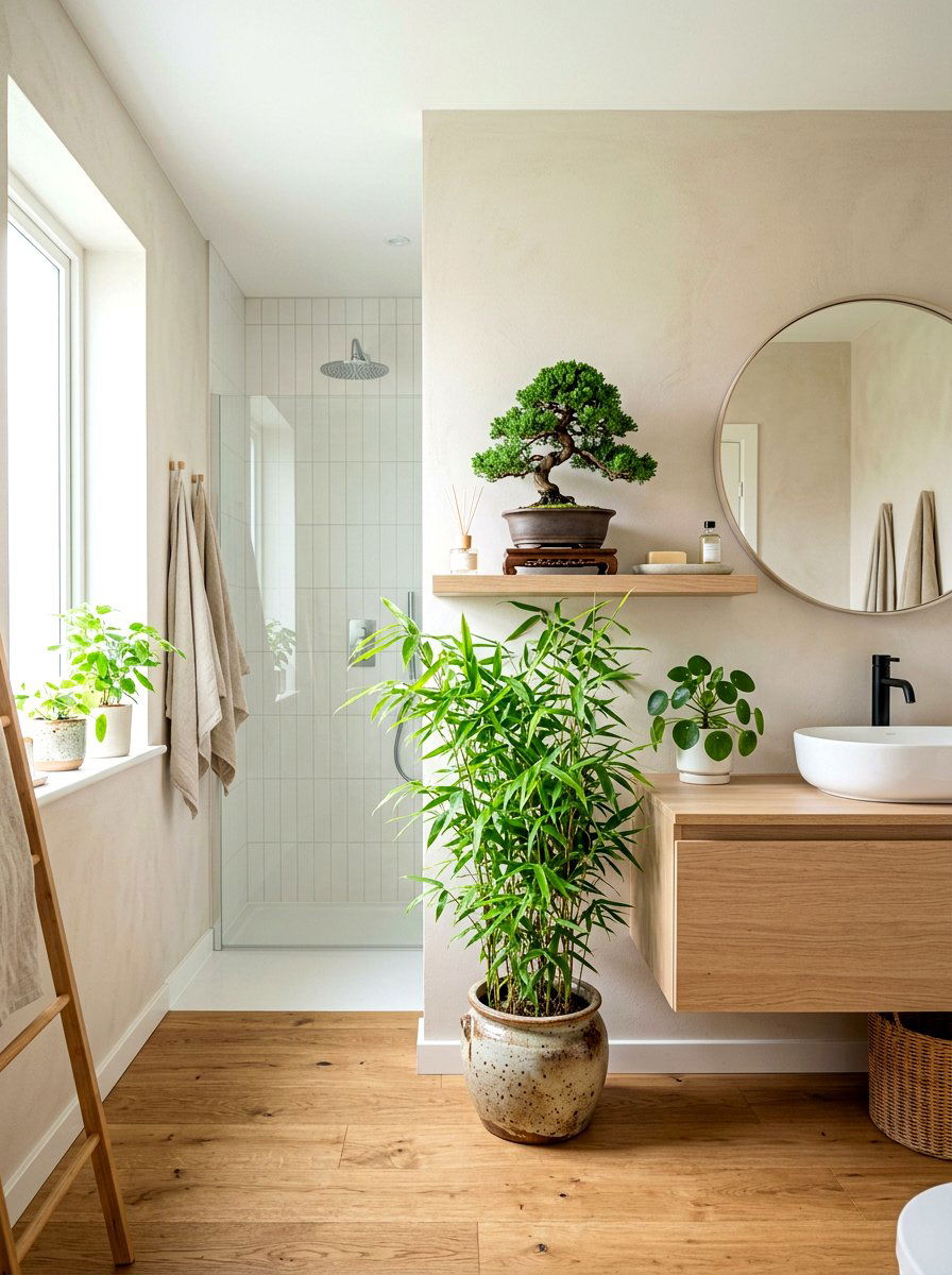 Japandi Bathroom Indoor Plants - 30 Japandi bathroom ideas