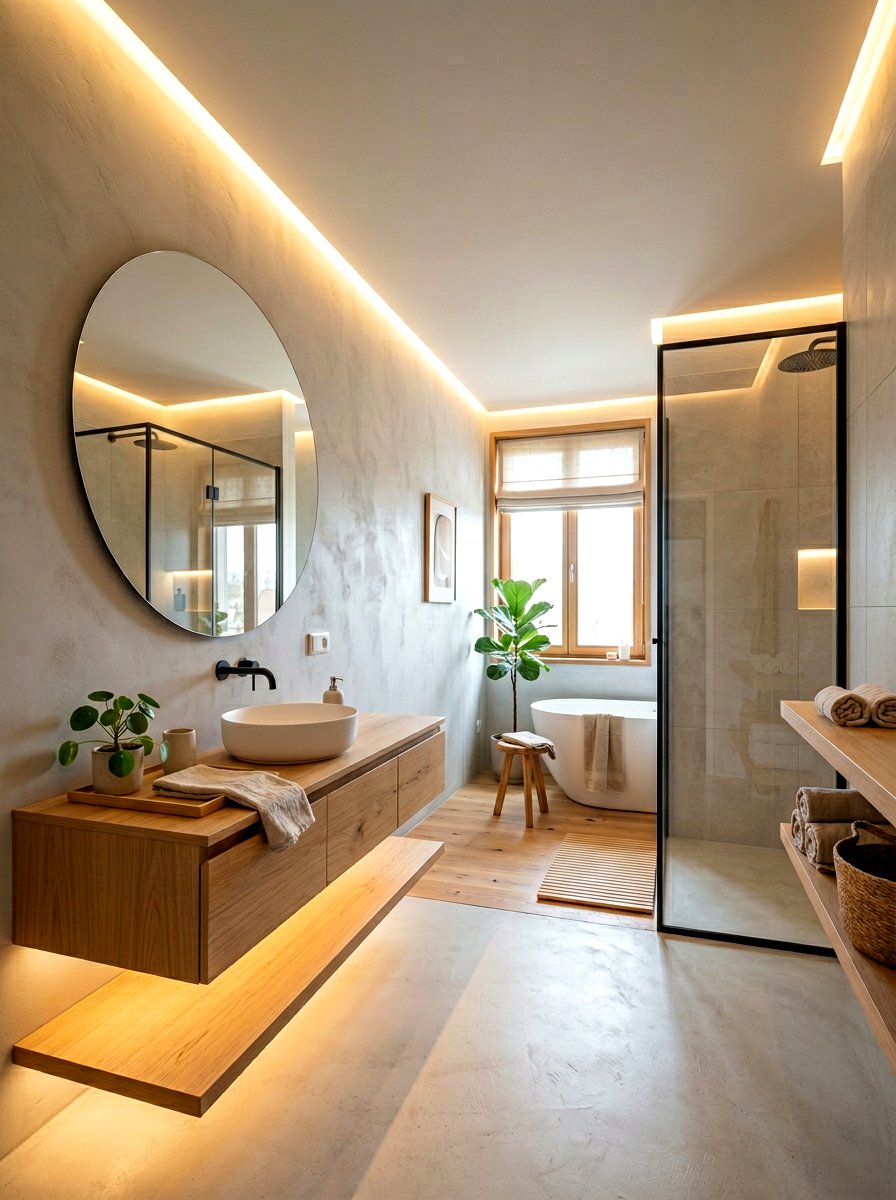 Japandi Bathroom Led Lighting - 30 Japandi bathroom ideas