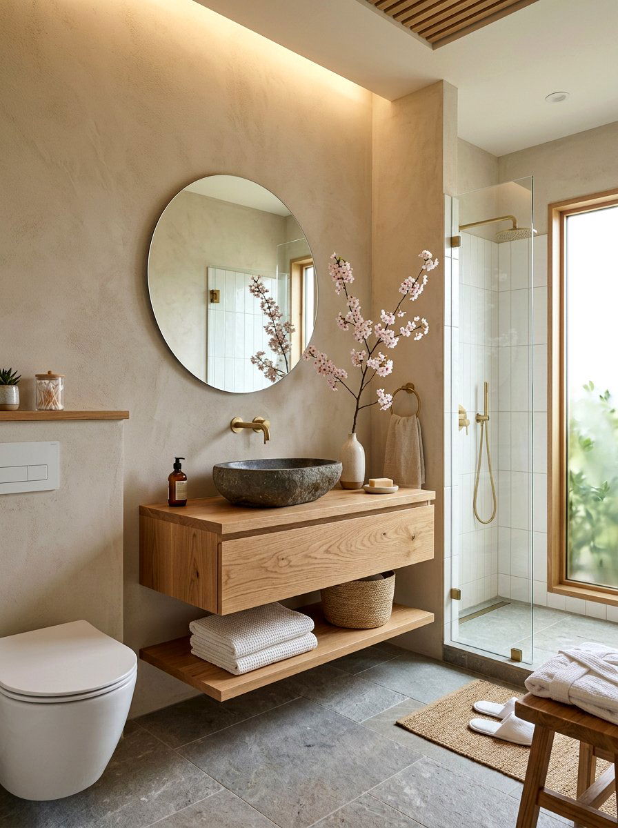 Japandi Bathroom Style - 30 guest bathroom ideas