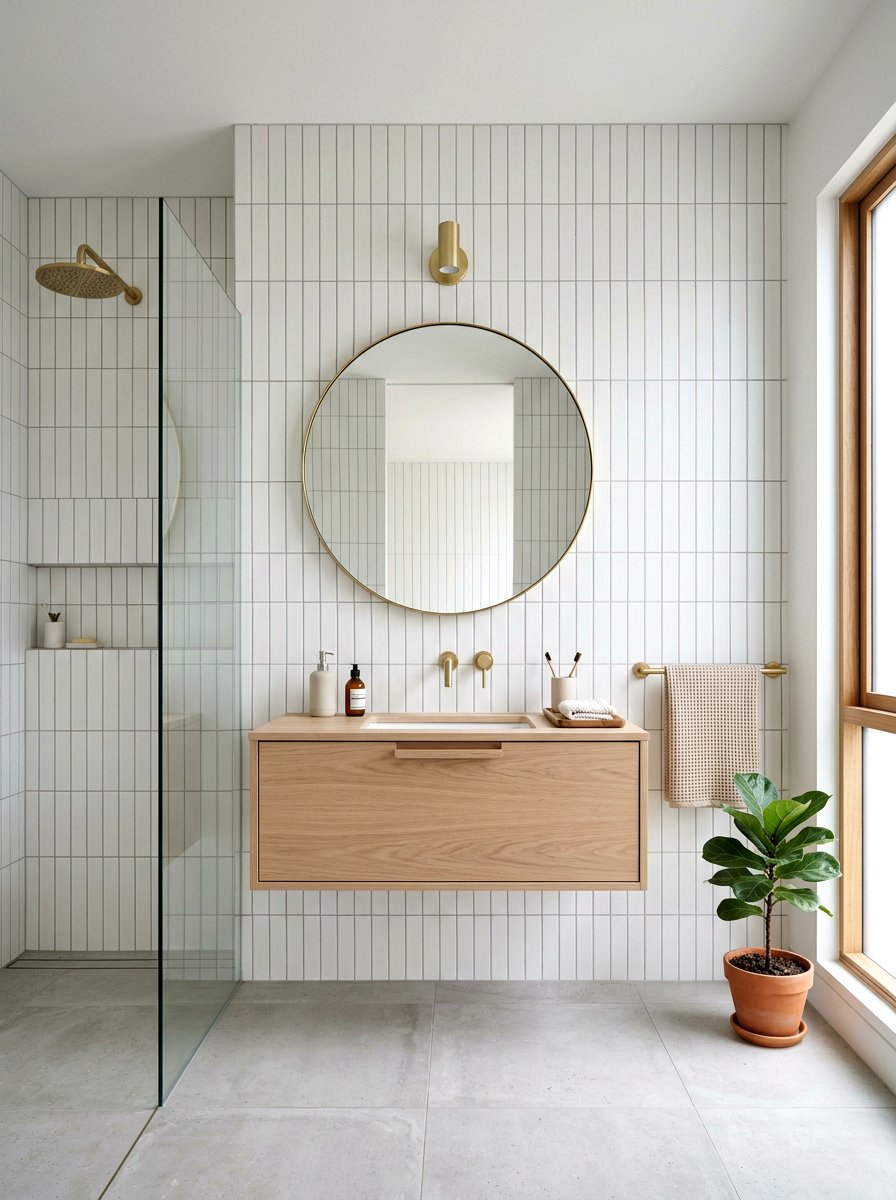 Japandi Bathroom Subway Tile - 30 Japandi bathroom ideas
