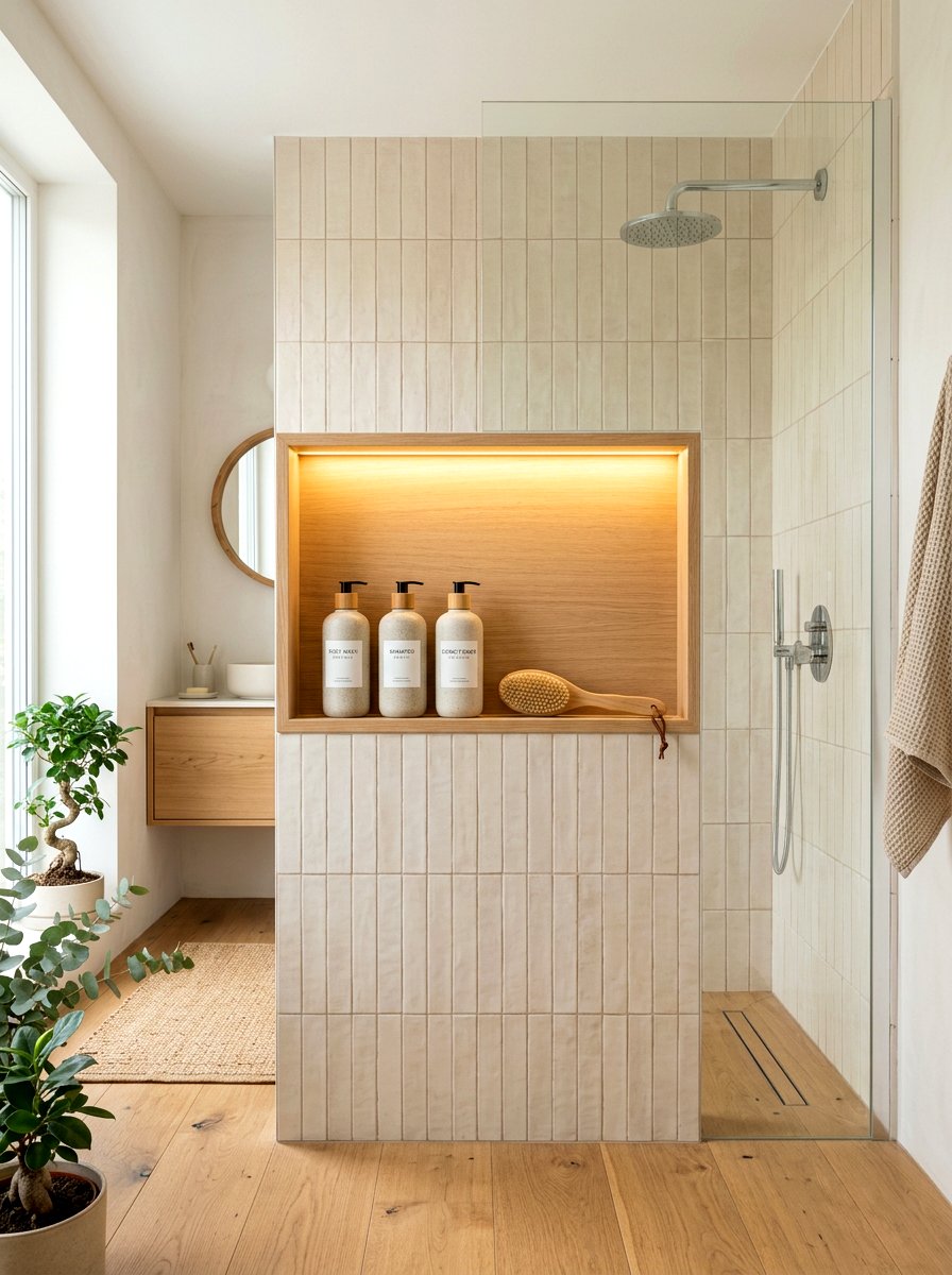 Japandi Bathroom Wall Niches - 30 Japandi bathroom ideas