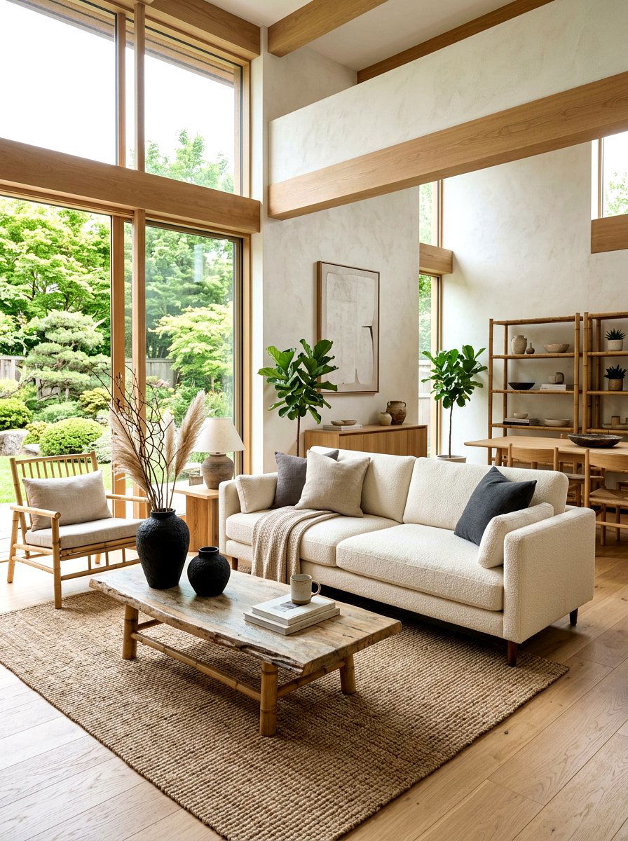 Japandi Living Room Cream Sofa - 30 cream sofa living room ideas