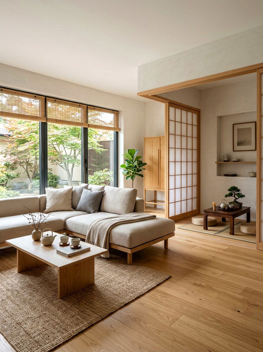 Japandi Living Room Layout - 30 L shaped living room ideas
