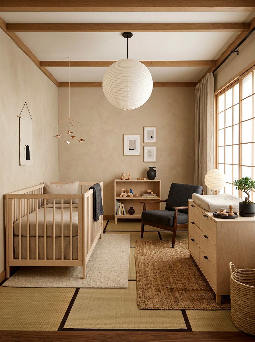 Japandi Nursery - 30 minimalist nursery ideas
