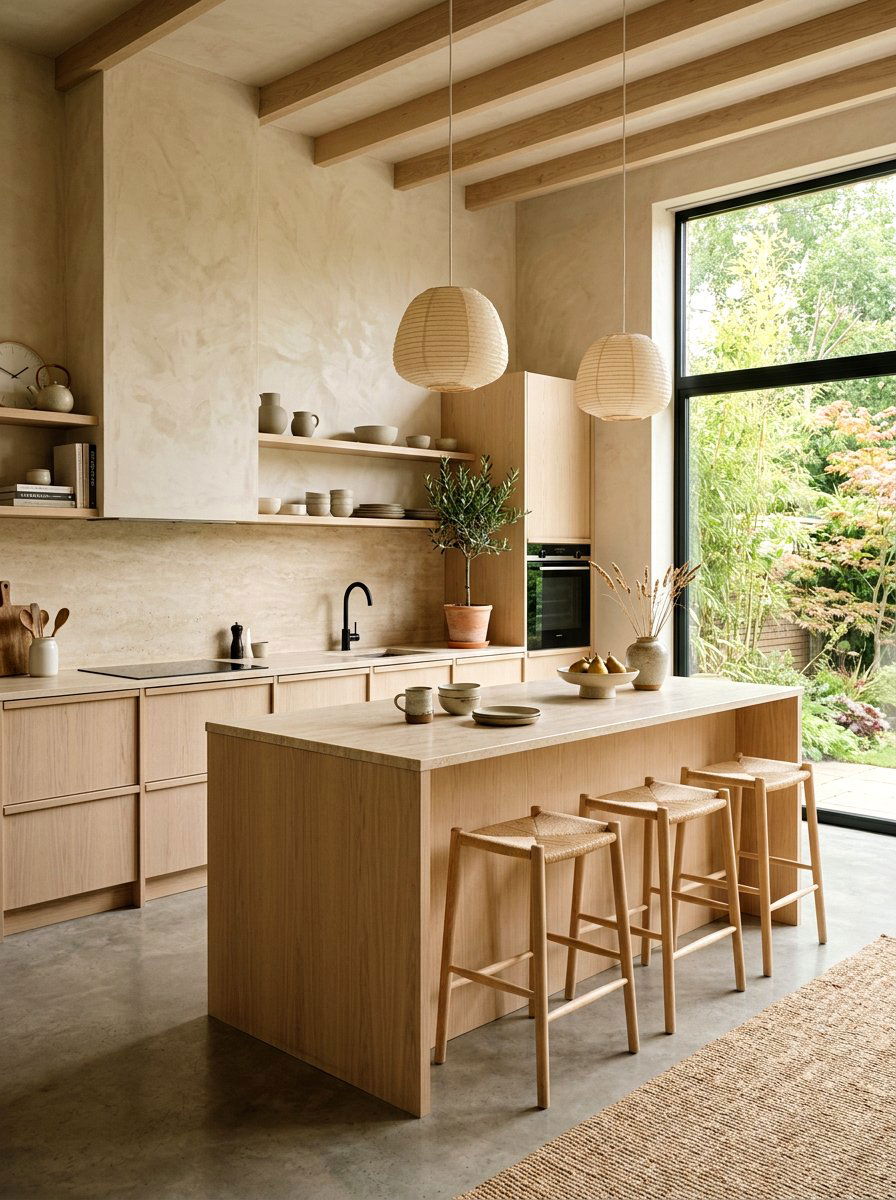Japandi Plaster Kitchen - 30 tadelakt kitchen ideas