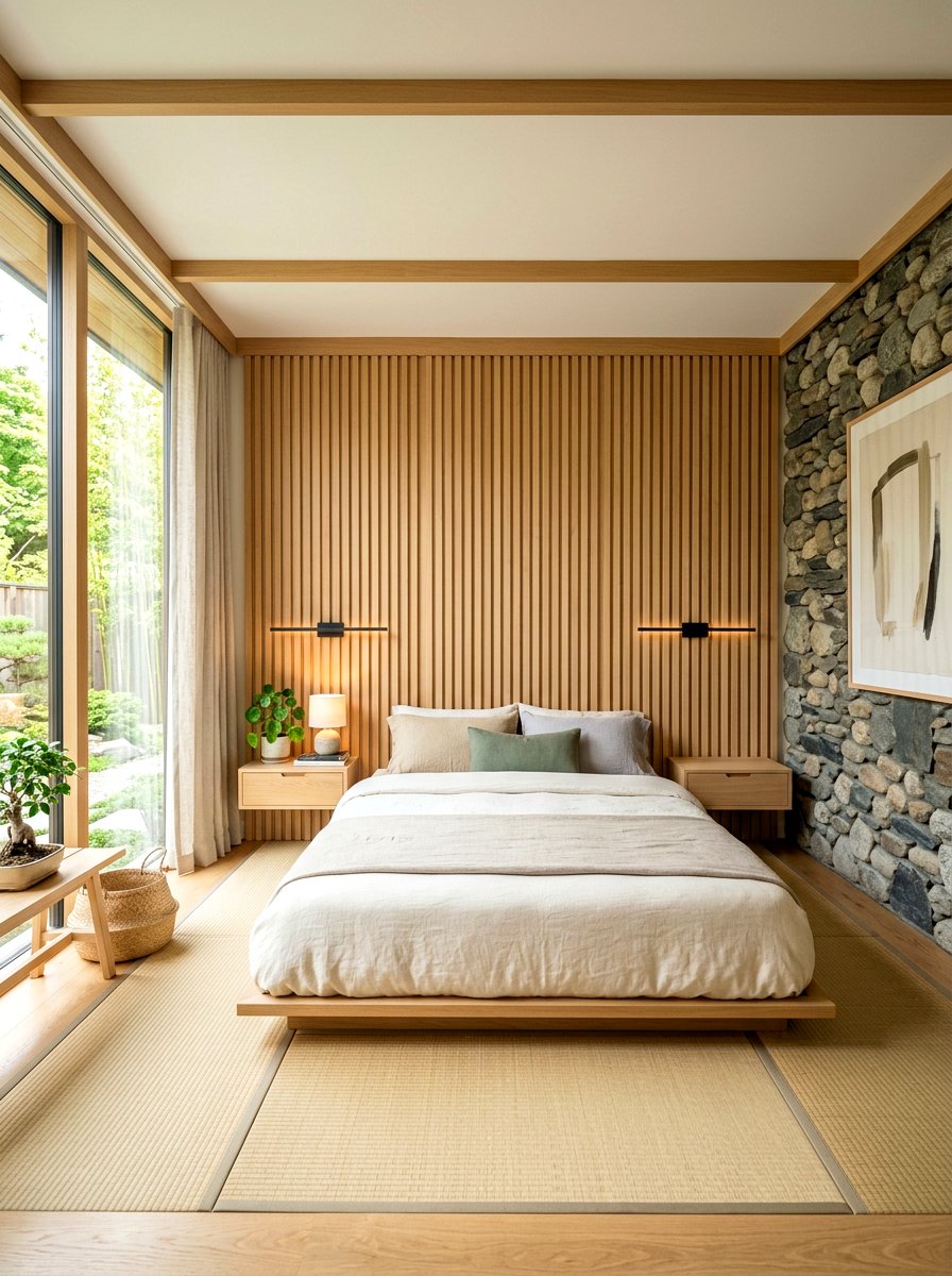 Japandi Slat Wall Headboard - 30 slat wall headboard ideas