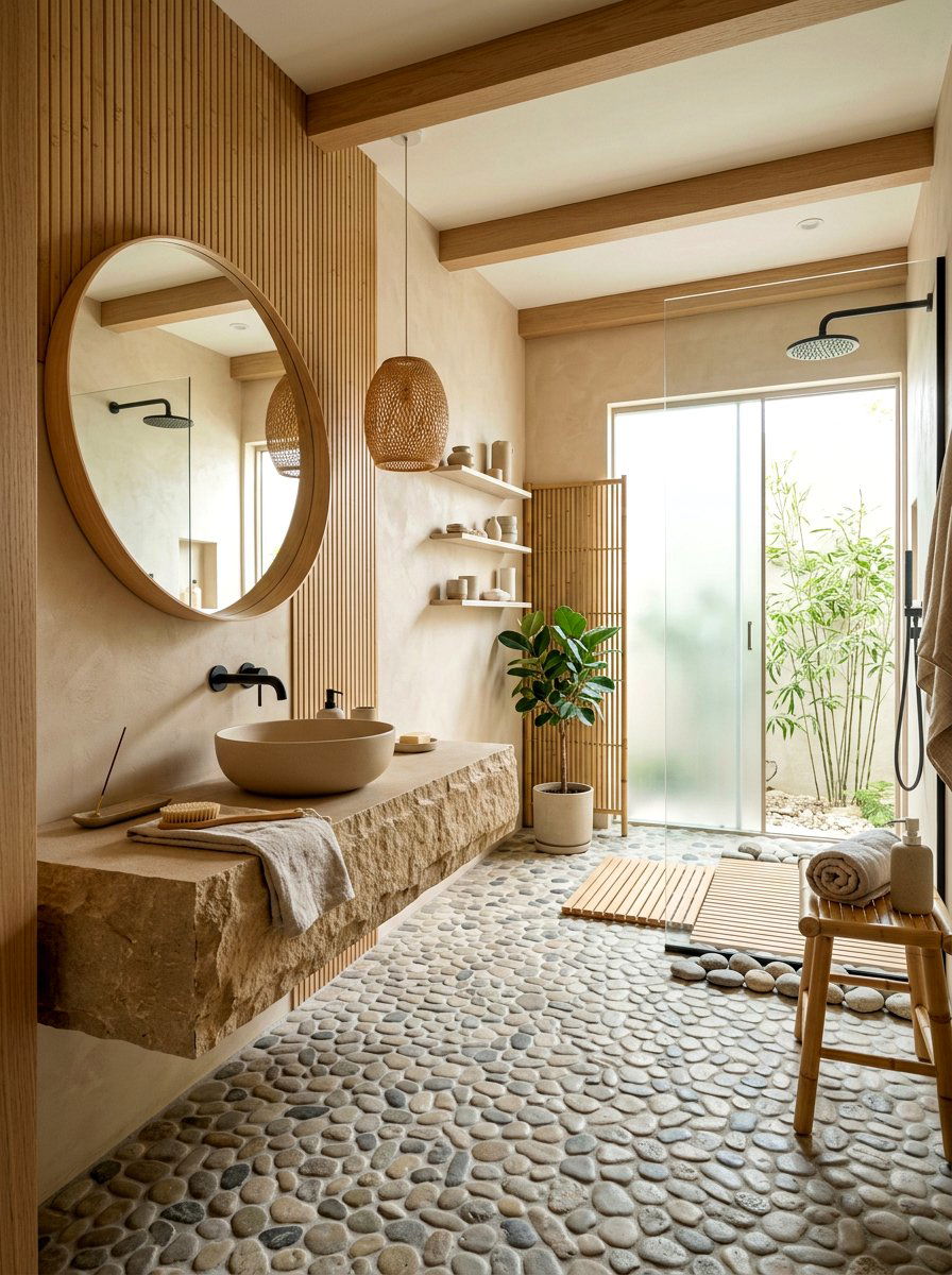 Japandi Style Organic Modern Bathroom - 30 organic modern bathroom ideas