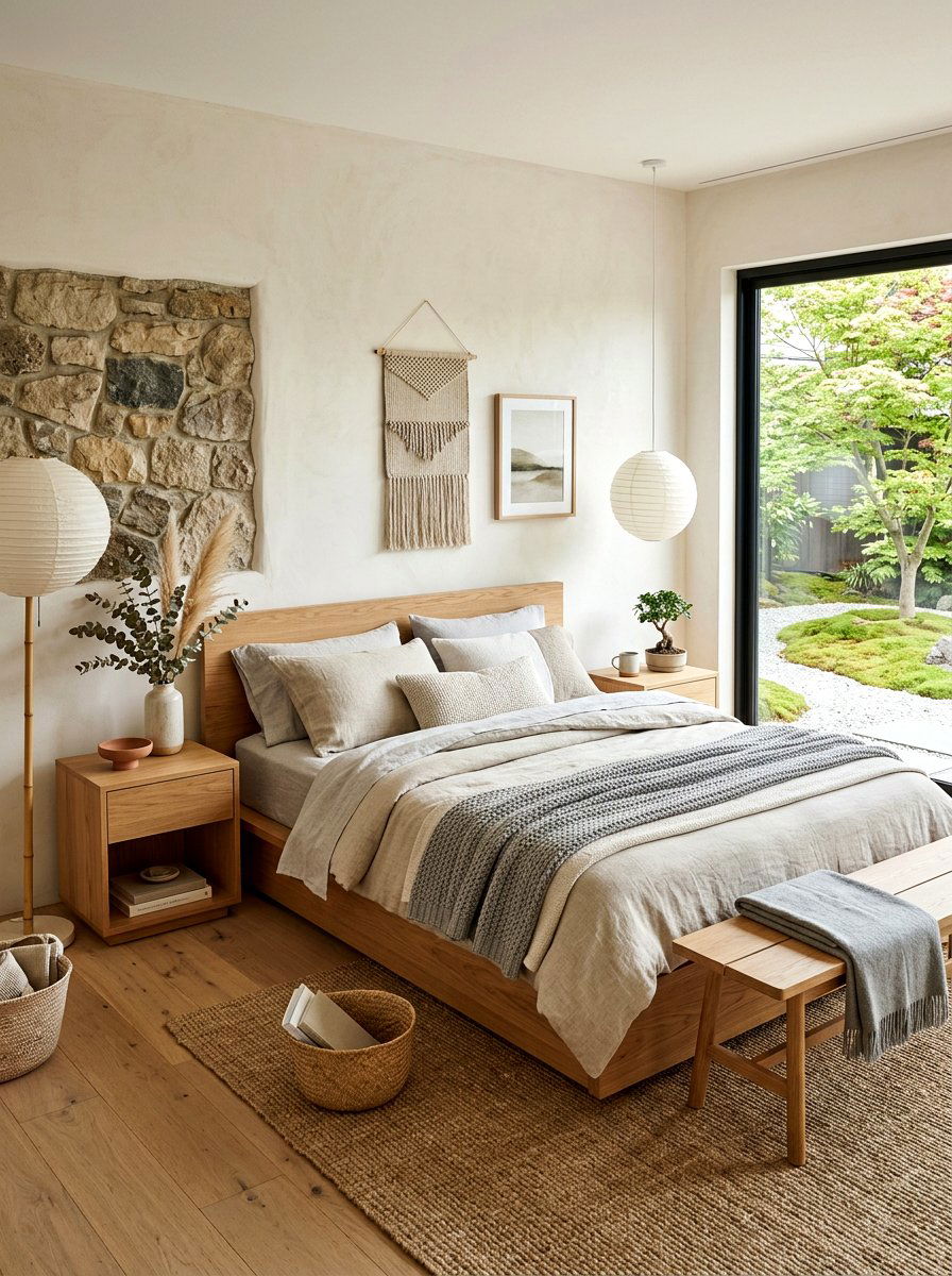 Japandi Style Platform Bed - 30 cozy bedscape ideas