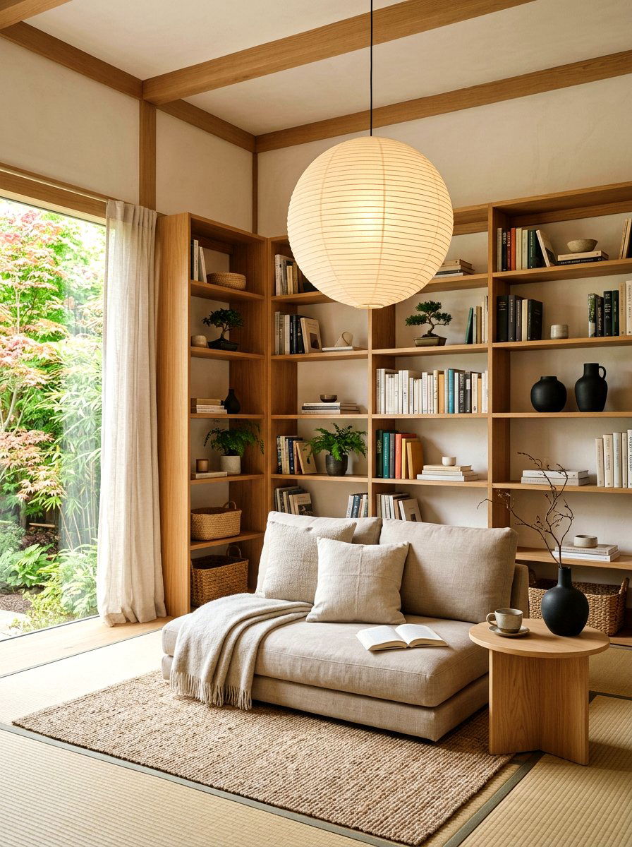 Japandi Style Reading Space - 30 reading salon living room ideas