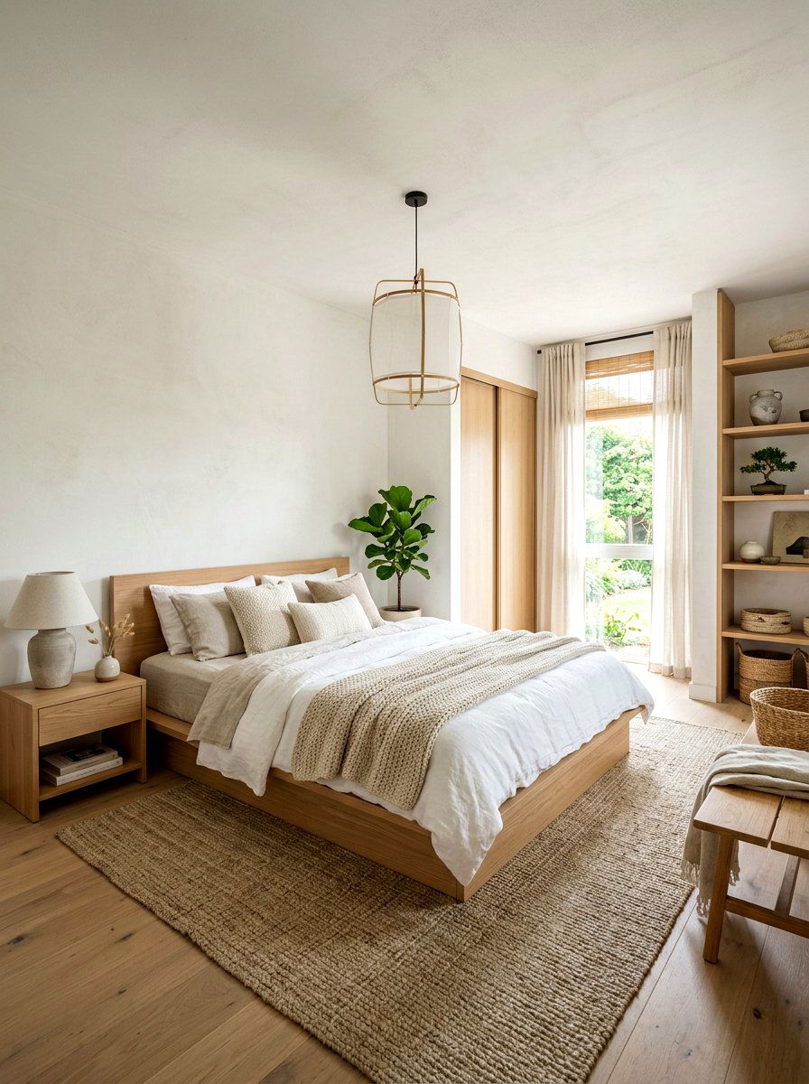 Japandi White Bedroom - 30 white bedroom ideas
