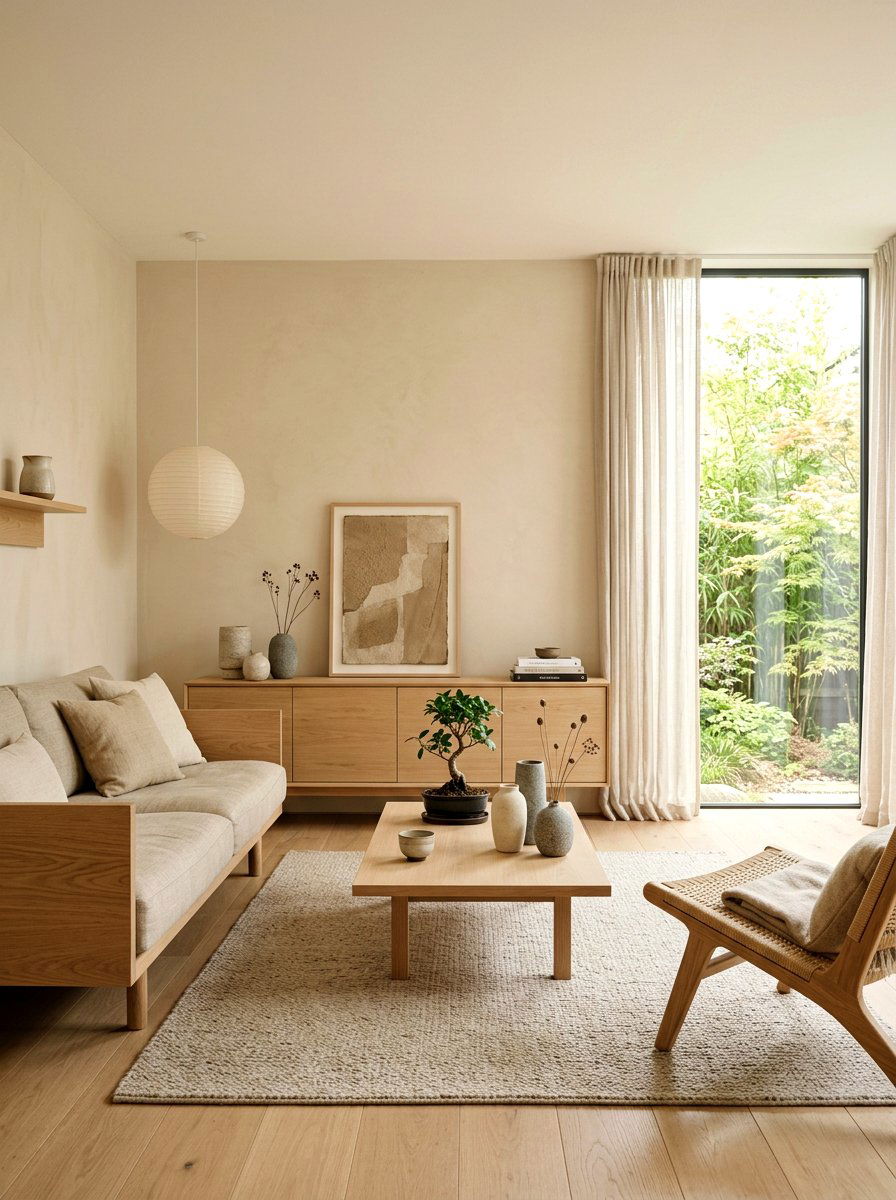 Japandi beige living room - 30 beige living room ideas