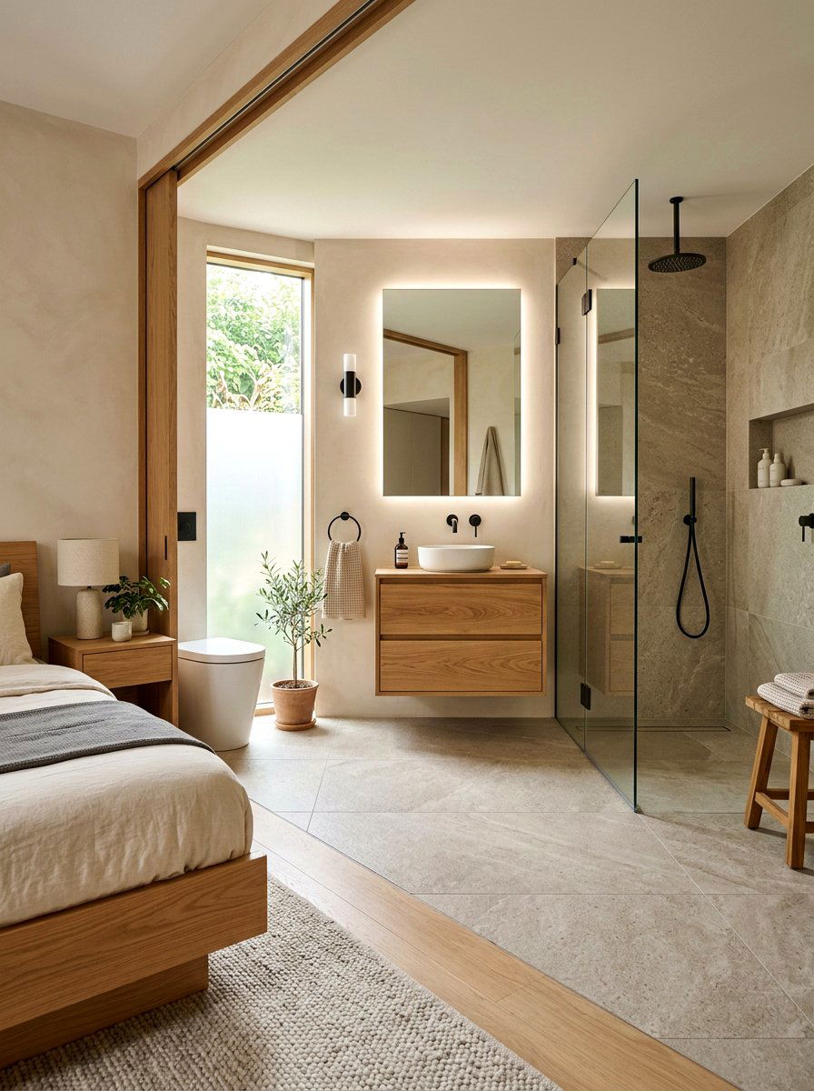 Japandi ensuite - 30 Japandi home decor ideas