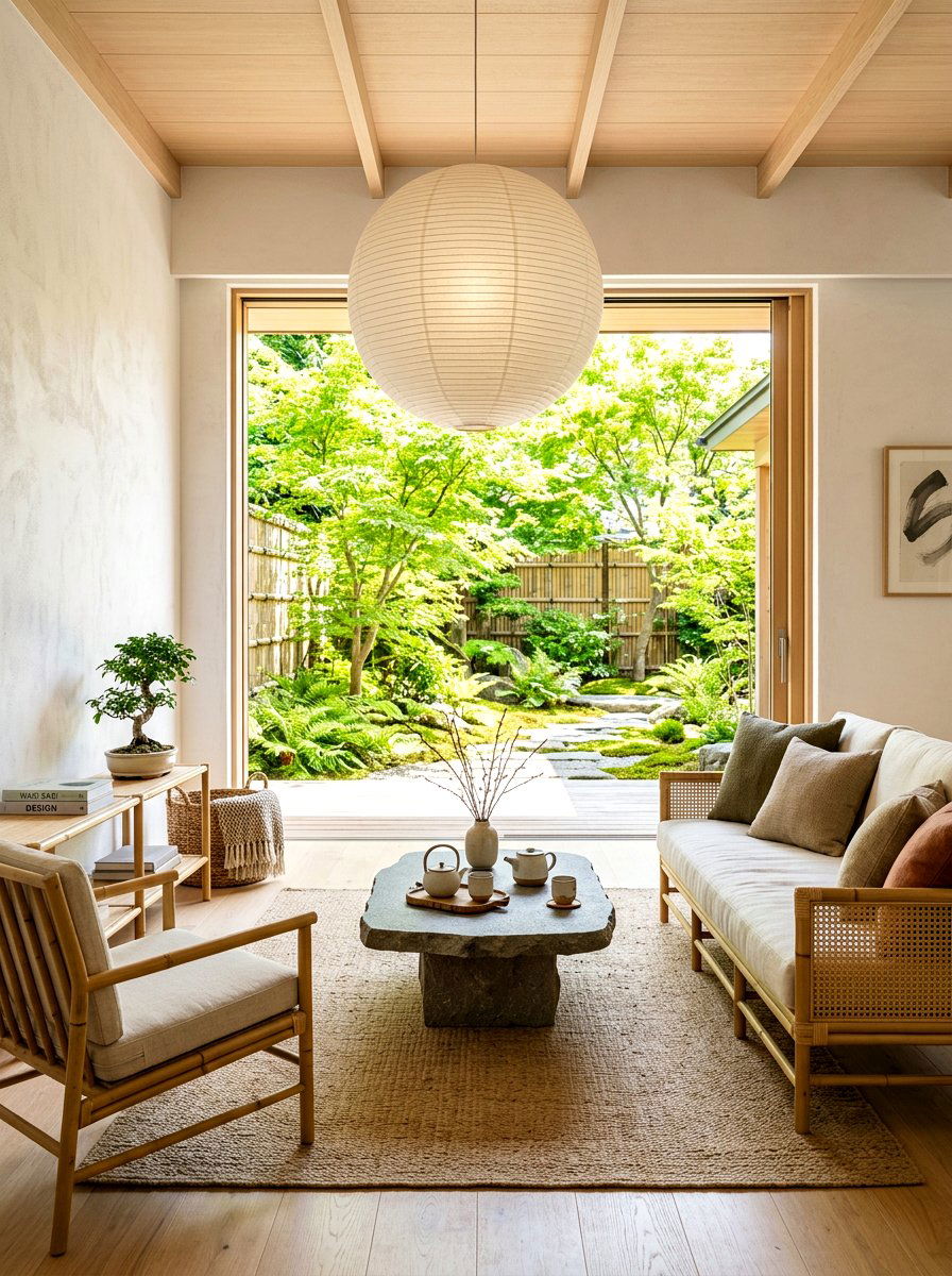 Japandi light living room - 30 sun washed living room ideas