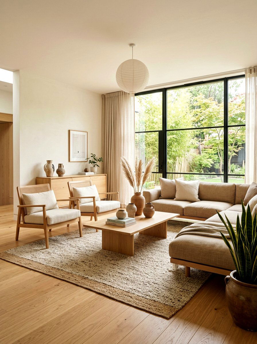 Japandi lounge area - 30 quiet room ideas