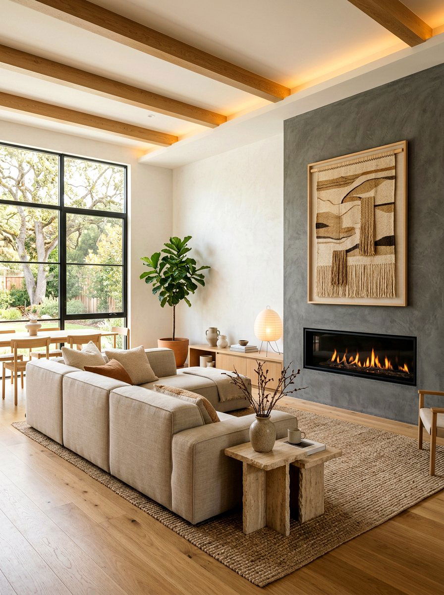 Japandi lounge - 30 Japandi home decor ideas