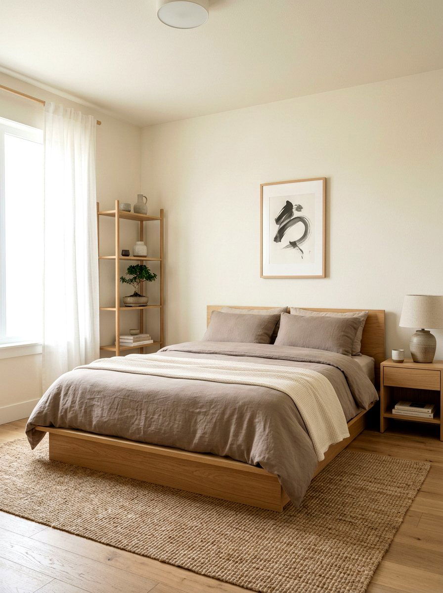 Japandi mushroom and cream bedroom - 30 mushroom and cream bedroom ideas