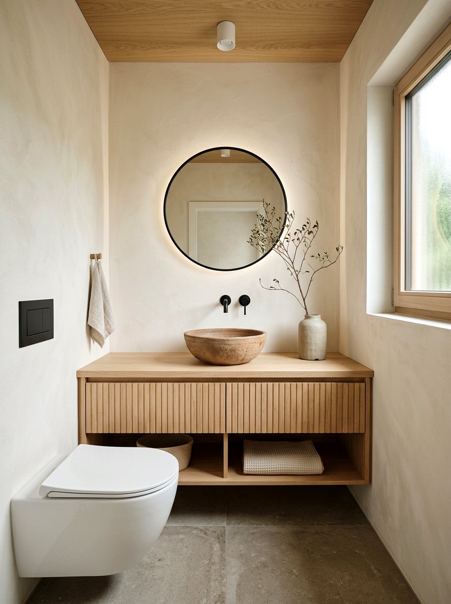 Japandi powder room - 30 spa like powder room ideas